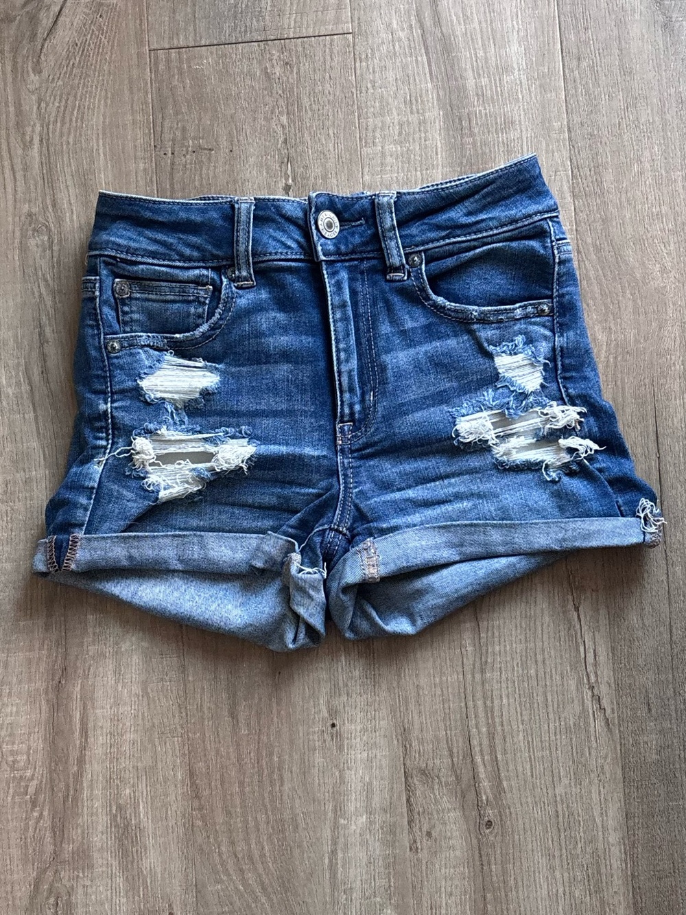 American Eagle Blue Jean Shorts Distressed
